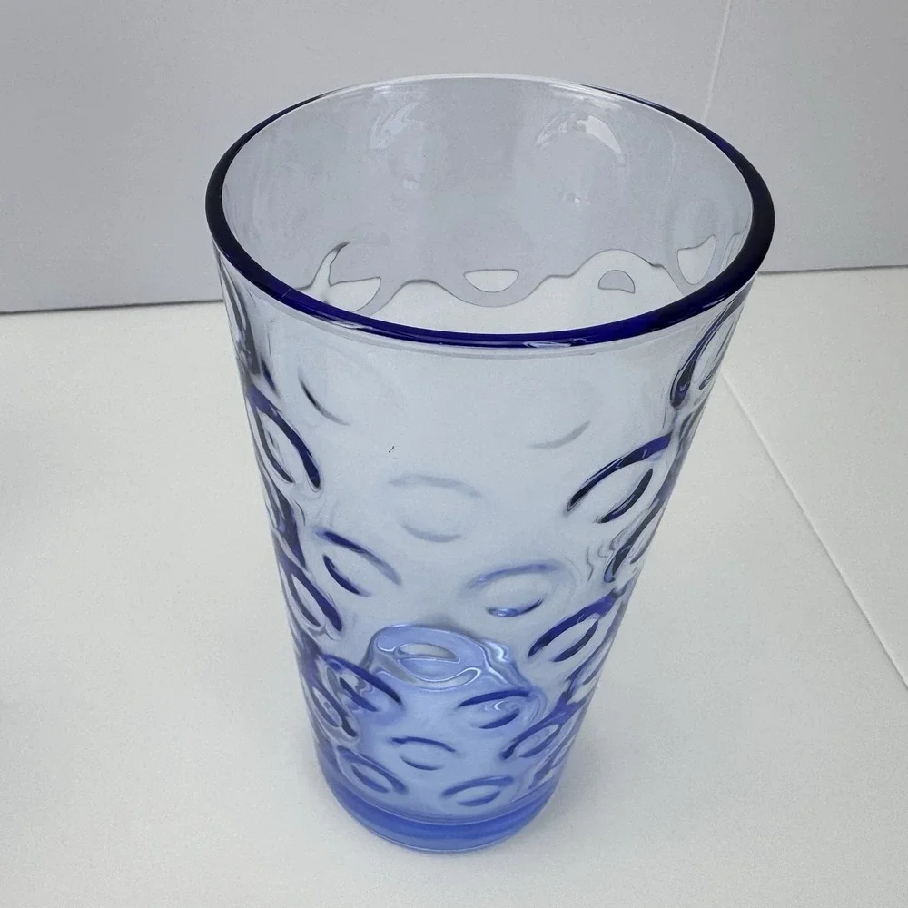 Set of 8 Blue Pasabahce Cirque Bubble Circle Ring Glasses High‎ Ball Barware